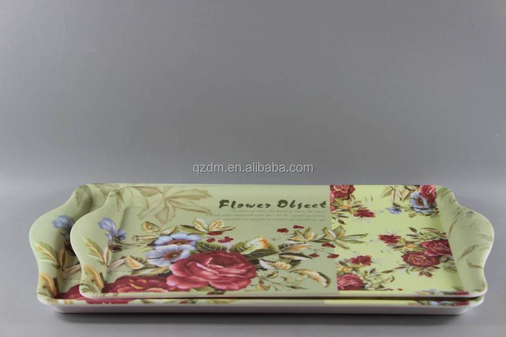 Anti-Slip Surface Melamine Serving Tray Sets Of 2 Size