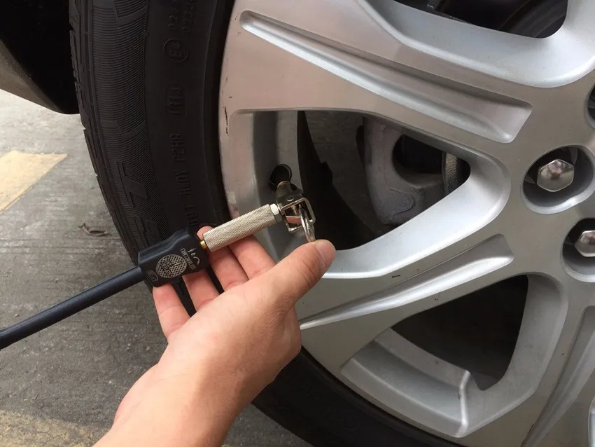 Portable car tire inflator with LED backlight and in-line pressure gauge