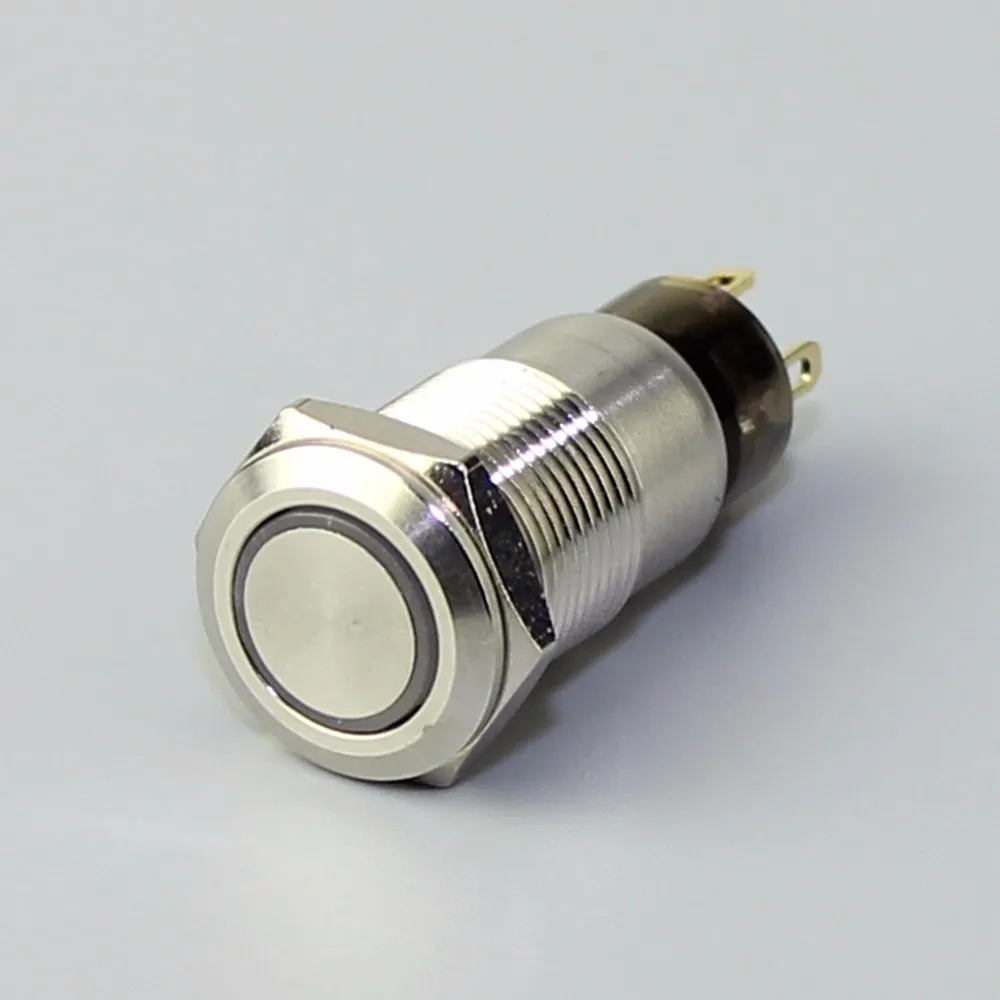 Illuminated 12mm 12v Latching Waterproof Flat Push Button Switch Buy