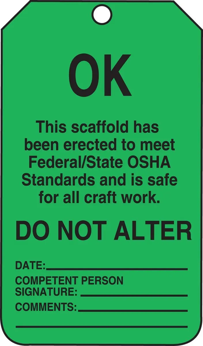 Accuform TRS320CTM PF-Cardstock Scaffold Status Tag Black on Red LegendScaffold Permit Incomplete Scaffold Fall 5.75 Length x 3.25 Width x 0.010 Thickness Pack of 5