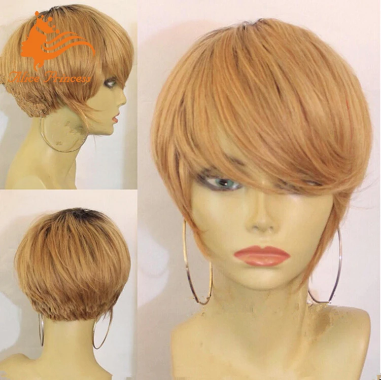 New Blonde Bob Style Lady S Short Hair Wig Straight 1bt27 Human