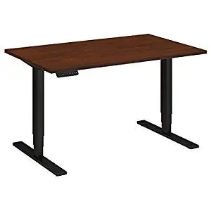 Bush Sit Stand Desk Dimensions: 48"W X 30"D Height Range 23" Low - 49"H - Hansen Cherry/Black