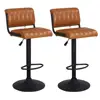 24 - 33 PU Leather Adjustable Bar Stools, Stylish Counter Height Swivel Bar Stool Chairs with Backrest, Set of 2 (Brown)