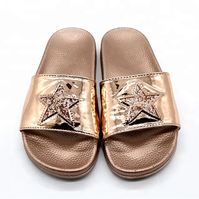 New Fashion Girls Bright Swan Sequins Beach Custom Logo Slide Sandals (1).jpg