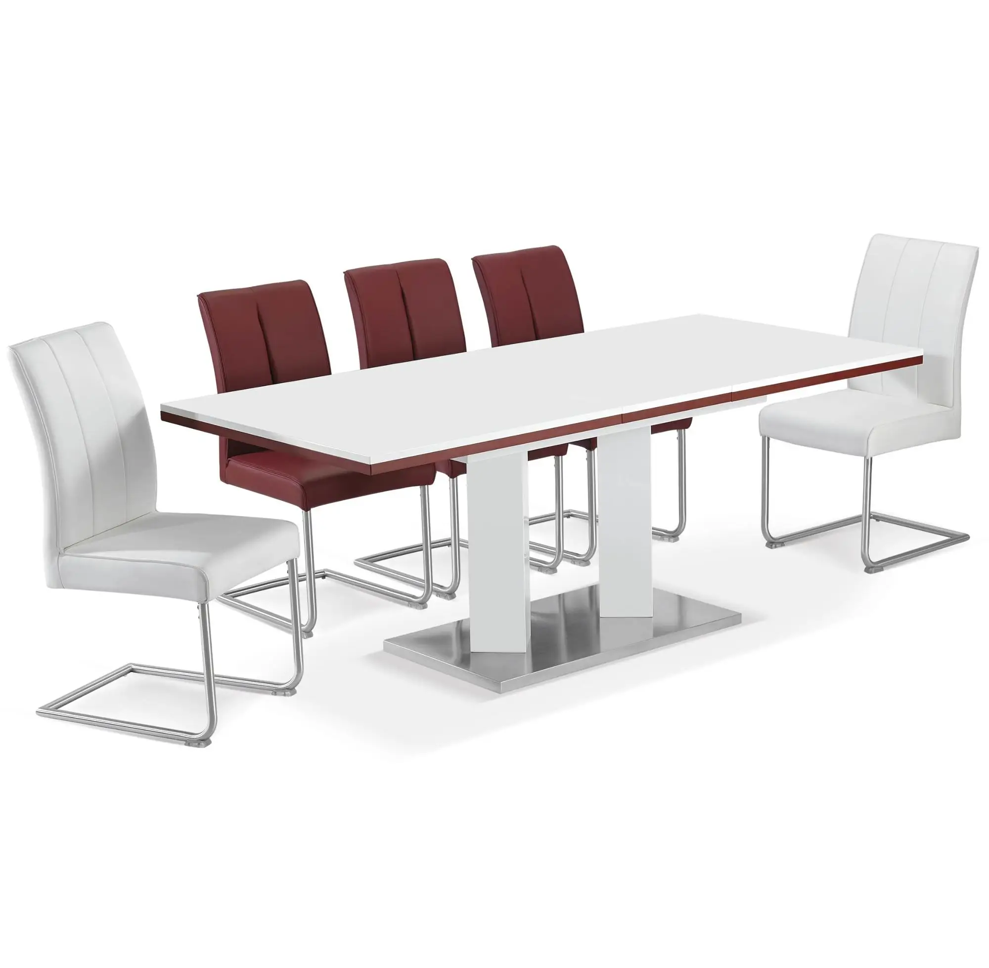 New design High gloss MDF with tempered glass top extending dining tables
