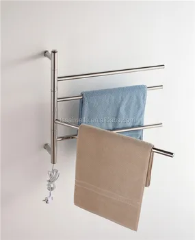 Ss304 Swing Out Heated Towel Rail With Folding Arm 4 Heated Bars Silver 51w Buy Heated Towel Rail Swing Outtowel Rail Folding Towel Rail Product On