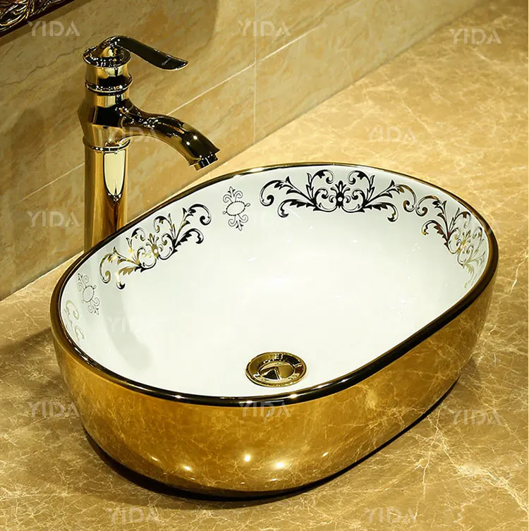 Wash Basin For Cabinet_Above Counter Art Basin_Golden Wash Basin