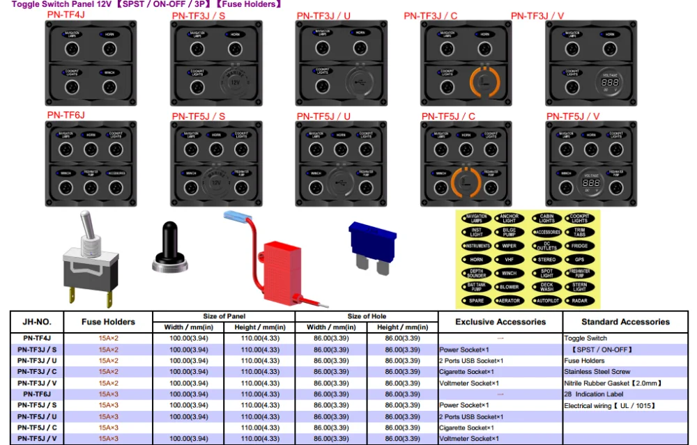 12volt Marine Boat Waterproof 4gang Main Dc Distribution Panel