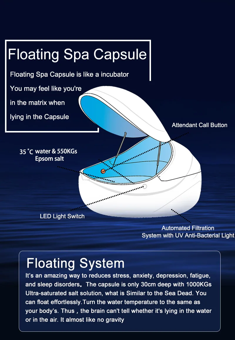 Floating Tank Floatation Pod Flotation Therapy Spa Capsule Floating Tank Floatation Pod Flotation Therapy Spa Capsule