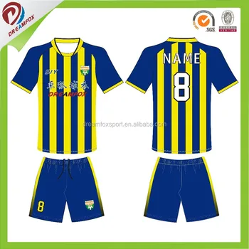 blue and yellow soccer jersey