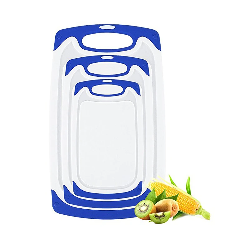 Reversible Cutting Board 3 Pieces Set Kitchen Tools BPA Free Easy Grip Handle Dishwasher Safe Non-Porous Boards