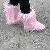 2019 Factory price long pink winter real faux fur boots for women