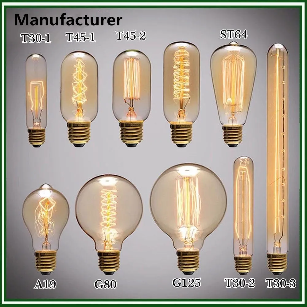 T30 Vintage Edison Bulb E26 E27 B22 Edison Style Light Bulbs 25w 40w