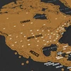Personalize scratch out world map with US States Outlined