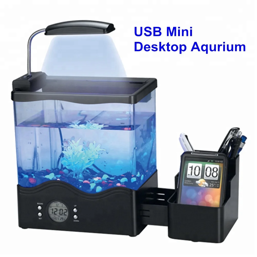 Uchome Mini Desktop Usb Aquarium Mini Fish Tank Led Desktop