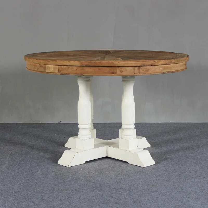 Reclaimed Elm Wood White Round Dining Table With Cross Back Chair Buy