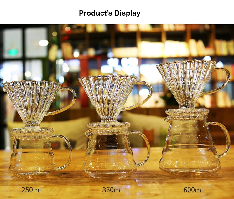 250ml  360ml  600ml  800ml Handmade Borosilicate Glass Pour Over Cold Brew Coffee Maker With Glass Coffee Dripper