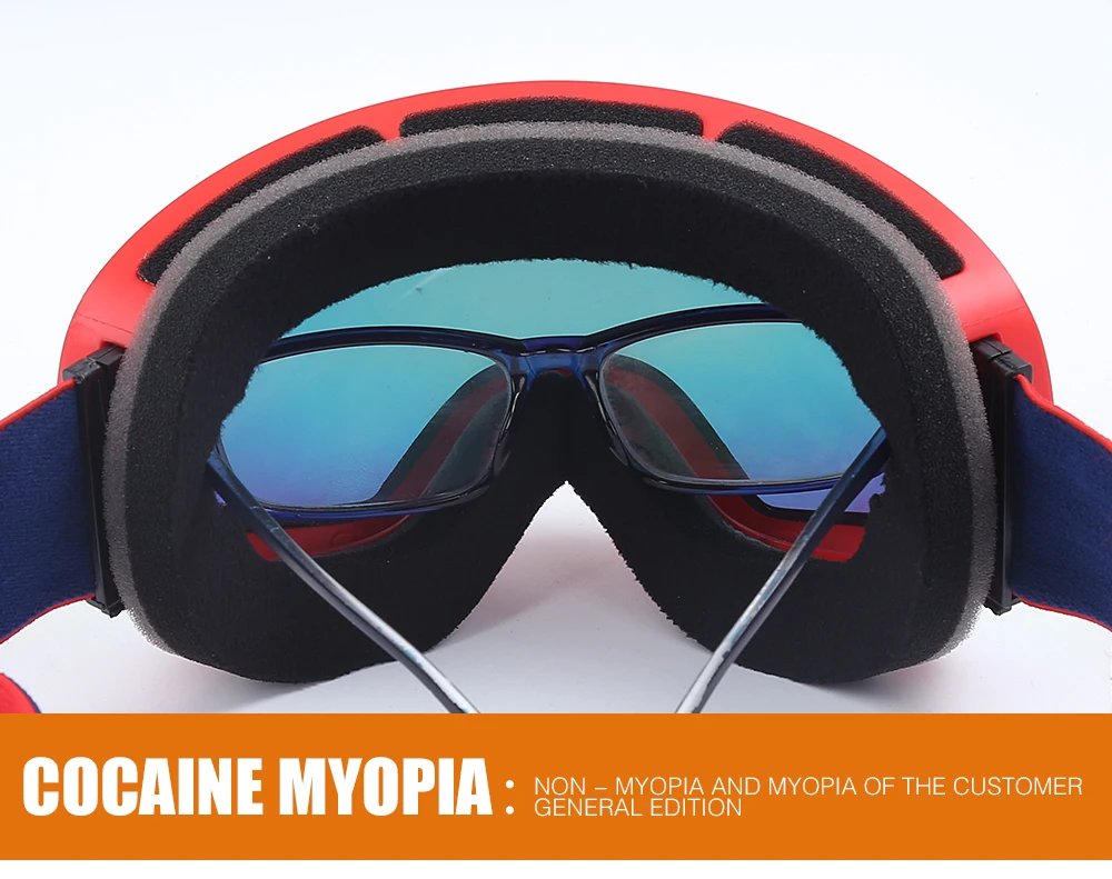 Hot selling sport glasses ski goggles elastic strap replacement lenses ski goggles uv protection anti fog resistant