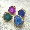 RM4209 Mix Colors Purple Pink Blue Solar Stalactite Druzy Ring Gold Plated Freeform Ring