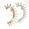 Exaggeration design rivet crystal gold silver decoration ear wear jewelry earrings