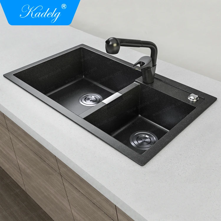 Big Discount Wholesale Rectangular Apartment Size Quartz Double Kitchen Sinks