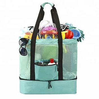 mesh beach bag with cooler