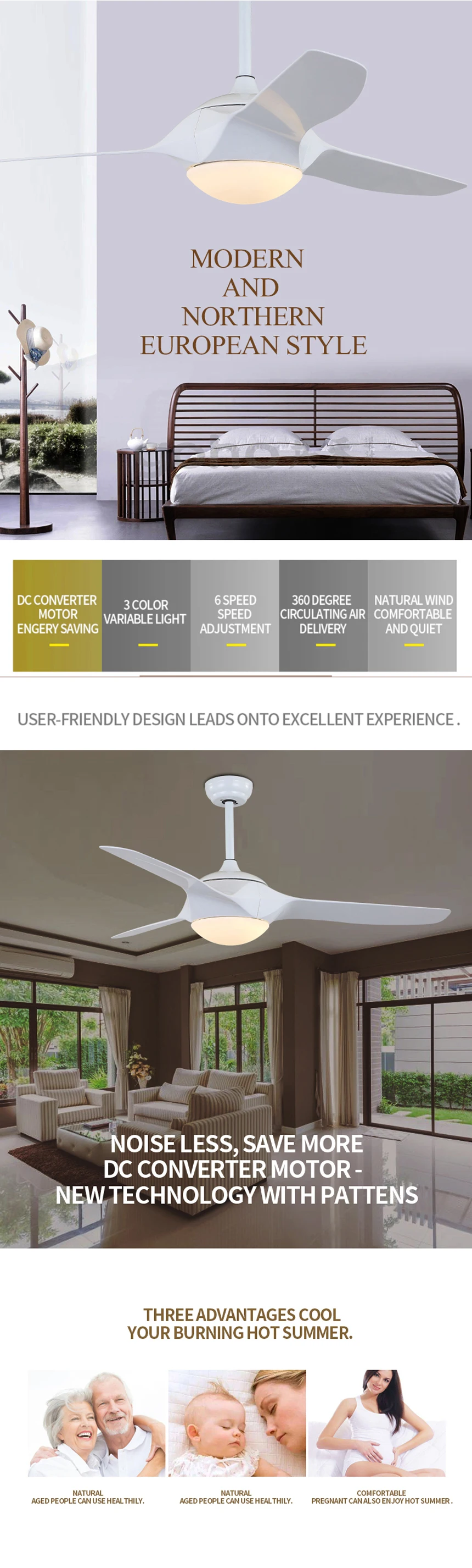 Cheap wholesale simple design indoor decorative ceiling fan with light