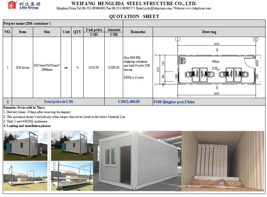 Cheap Prefabricated Standard  Container Foldable House Modular design include Burglar windows