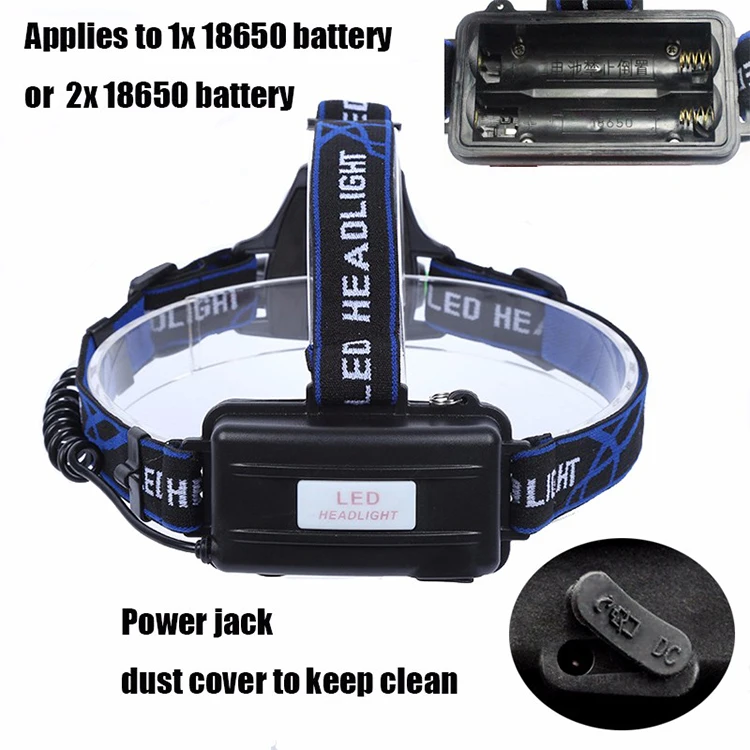2000LM XM-L T6 LED Headlamp Plastic Head Light Torch 2 X 18650 Battery + Charger