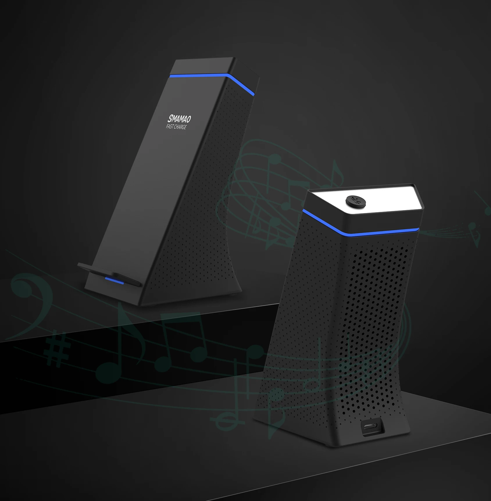 Charing stand qi wireless charger speaker with bluetooth for music - ANKUX.COM