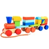 kids building block wooden train block stacking wooden pull along toy