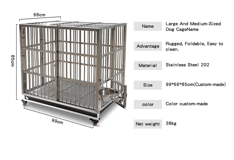2019 Hot Sale Foldable Stainless Steel Pet Dog Cage Kennel With Wheels