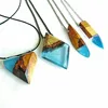 Factory supply smoky resin wood pendant clear resin wood chain planet resin ebony necklace jewelries