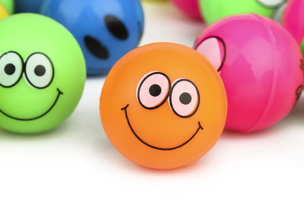 red emoji knobby bounce balls