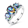 White Gold Plated Chromatic Stone Silver CZ Ring R109