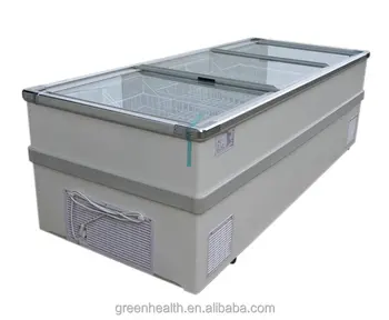 Green Health Curved Glass Door Deep Chest Freezer For Storage Ice