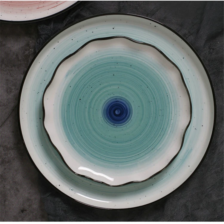 Unique design graceful  dinnerware irregular shape plates china crockery porcelain dinner set for restaurant