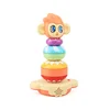 New children musical stacking ring toy monkey stacker wooden stacking toy for kids