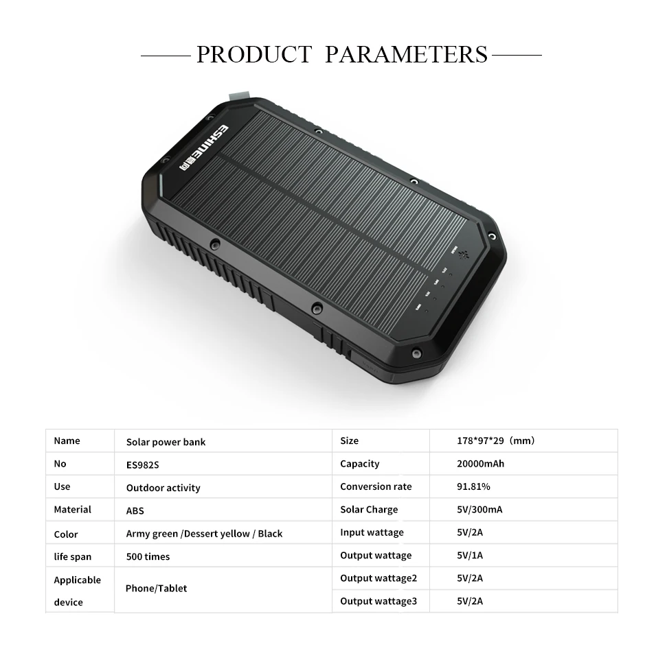 Portable Solar Charger Wireless Es982s Power Bank Buy Portable Solar