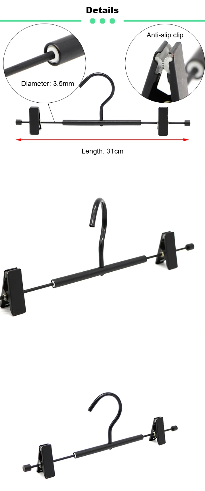 Black Color Pants Metal Trousers Hanger With Clips - Buy Metal Trousers ...