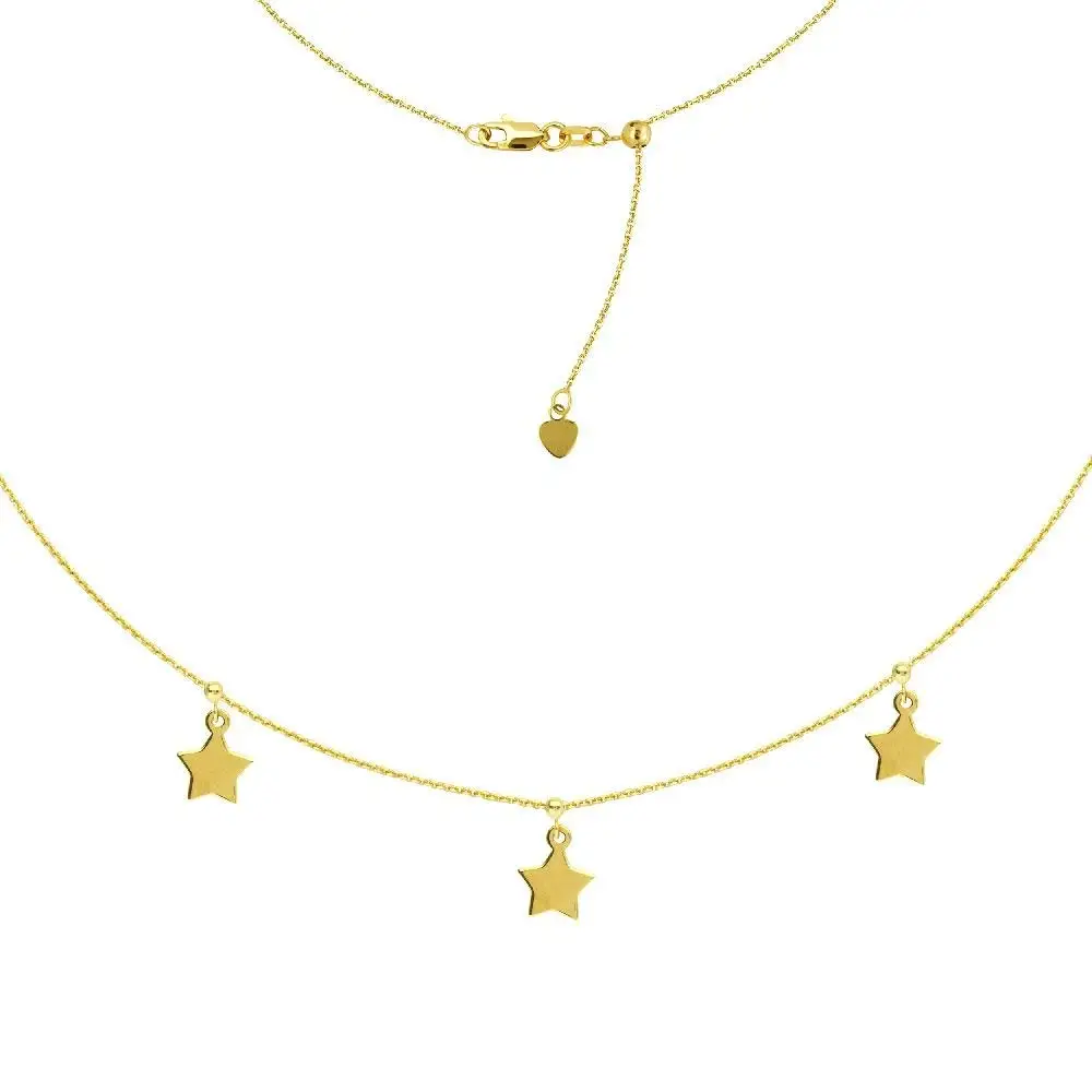 14kt Yellow Gold 5 pc Dangle DC Bead Choker Adjustable Necklace
