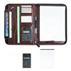 a4 leather car document manager folder holder zipper pu portfolio with calculator