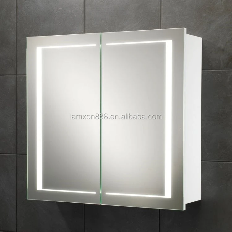 New style Wall mount armoire à pharmacie avec double face miroir de porte, Led lumineux armoire