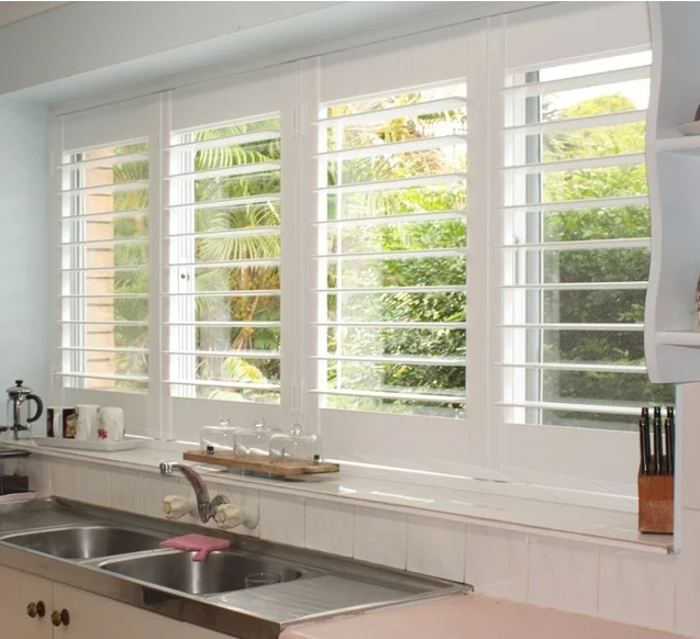 Ventilation Custom Pvc Hidden Rod 63 5 Mm Louver Window Plantation Hidden Rod 63 5 Mm Louver Window