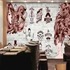 Nylon Wallpaper Modern Fashion Hand Painted Beauty Barber Shop Tooling Wallpaper Vintage Washable Wallpaper