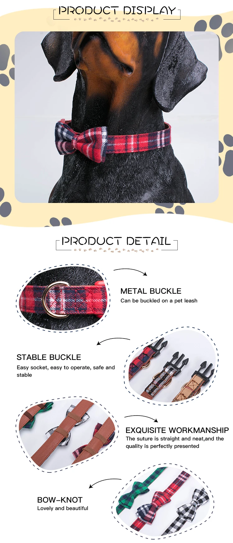Fashion British Style Bowknot Tractive Dog Pet Collar