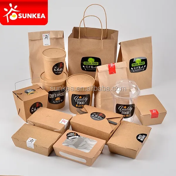Kraft Paper Paperboard Wax Coated  Disposable Customized to Go Lunch Boxes with Window