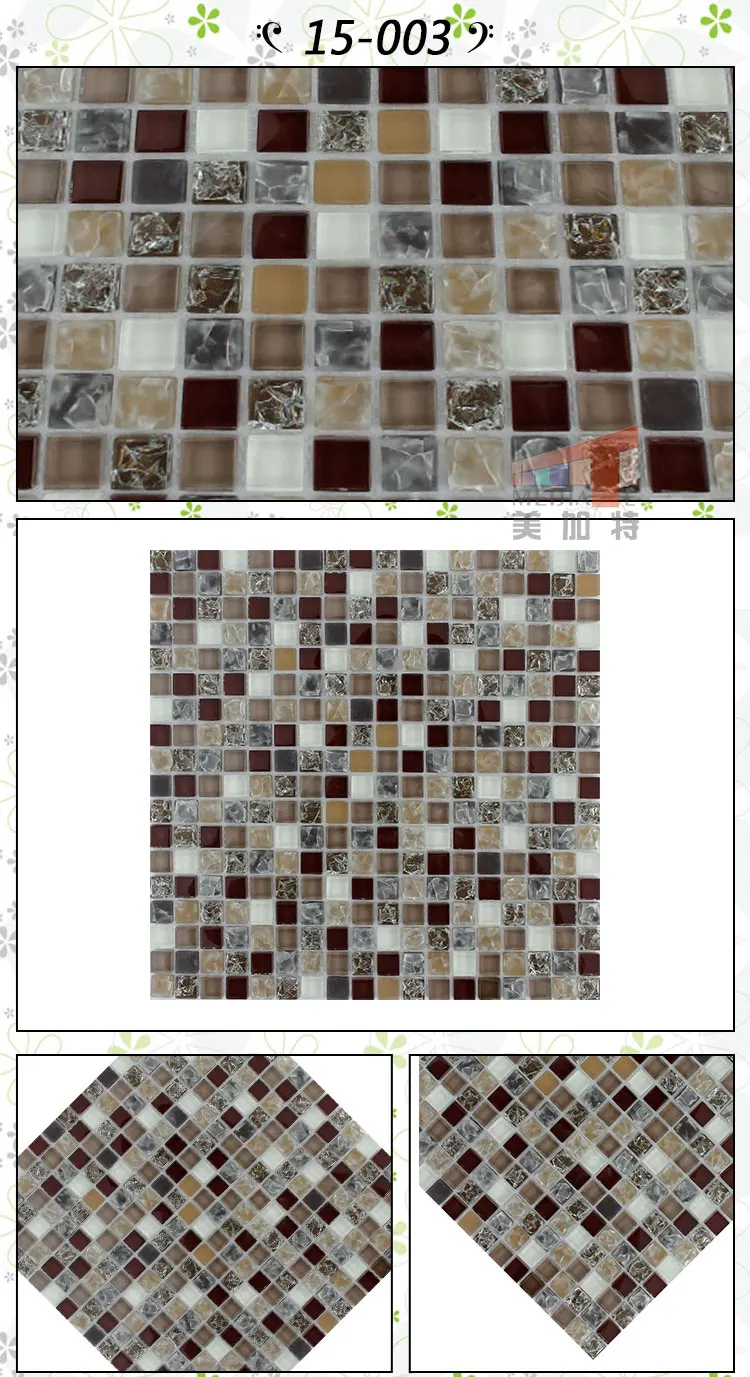 Nâu Long Lanh vuông nhỏ tinh thể thủy tinh mosaic gạch gạch bức tranh tường mô hình