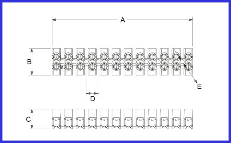 24A Wire Connector Double Rows Fixed Screw Terminal Block