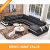 Latest living room sofa design black and white extra large modular sectional leather furniture wholesale